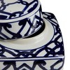 Storied Home Decorative Square Ceramic Ginger Jar with Lid, Blue and White - 4 of 4