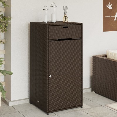 vidaXL Patio Storage Cabinet Brown 21.7 in.x21.7 in.x43.7 in. Poly Rattan
