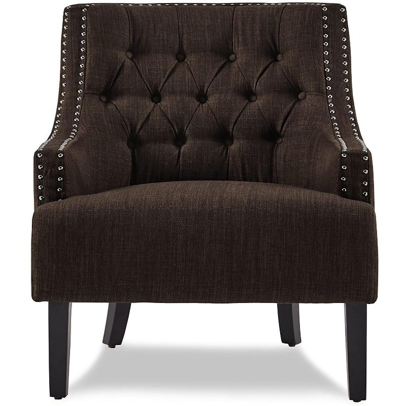 Homelegance Upholstered Diamond Tufted Accent Chair with Sloped Arms and Nailhead Trim, Seat Height 18 Inches, Chocolate, 2 of 7