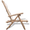 vidaXL Sun Lounger White Bamboo, Canvas Standard Foldable Sun Lounger - 3 of 4