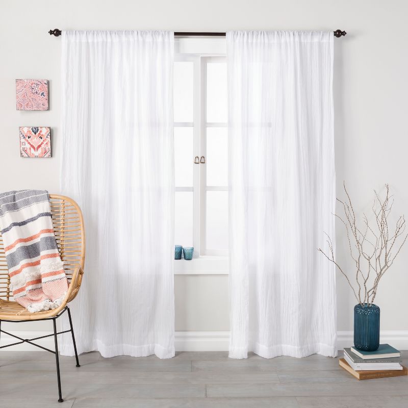 1pc 42&#34;x84&#34; Sheer Crushed Window Curtain Panel White - Opalhouse&#8482;, 3 of 10