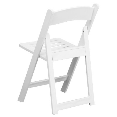 Emma + Oliver 2 Pack White Resin Slatted Folding Chairs