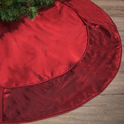 Burgundy Polyester 54" Christmas Tree Skirt with Tie Closures