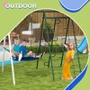 Okak 5-IN-1 Backyard Swing Set with Heavy-Duty A-Frame Stand, Outdoor Swing with Saucer Swing, Slide, Glider, Basketball Hoop and Net, Multicolored - 2 of 4