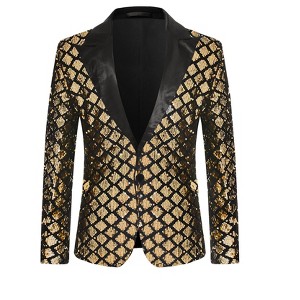 INSPIRE CHIC Men's Prom Party Shiny Sequin Tuxedo Suit Blazer - 1 of 4