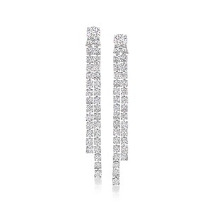 Ross-Simons Rhodium-Plated 2-Row Linear Drop Earrings With 7.75 ct. t.w. Czs - 1 of 3