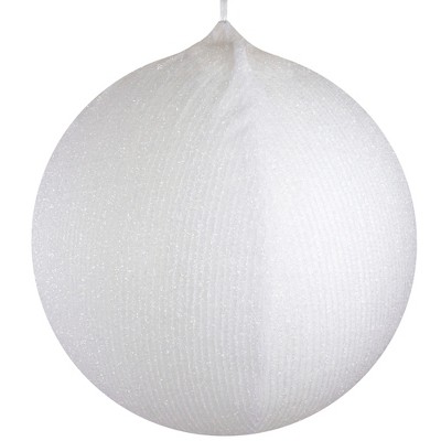 Northlight 27.5" White Tinsel Inflatable Christmas Ball Ornament Outdoor Decoration