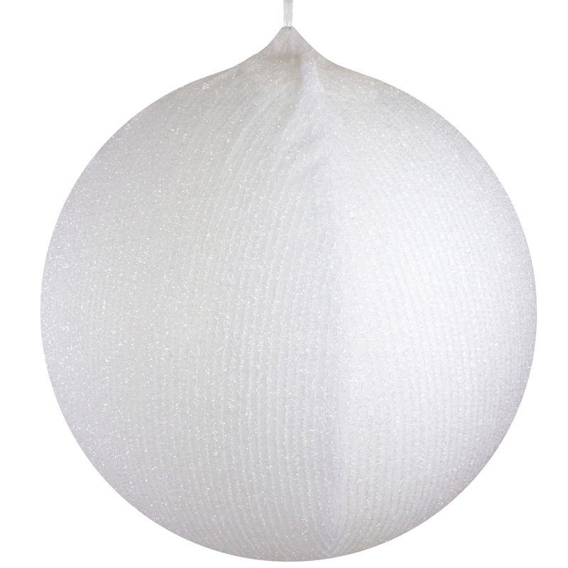 Northlight Inflatable Tinsel Christmas Ball Ornament Outdoor Decoration - 23.5" - White, 1 of 4