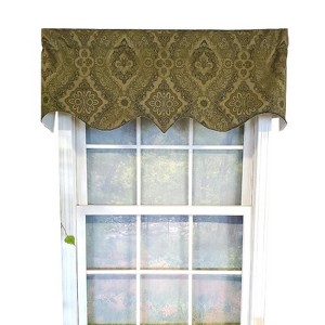 RLF Home Chintz Regal 3" Rod Pocket Lining Luxurious and Elegant Window Treatment Valance 50" x 17" Olive - 1 of 4
