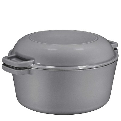Gray Enameled Cast Iron Dutch Oven and Skillet Set, 5 Quarts