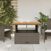 vidaXL Patio Table Gray 43.3 In.x43.3 In.x28 In. Poly Rattan and Acacia Wood - 3 of 4
