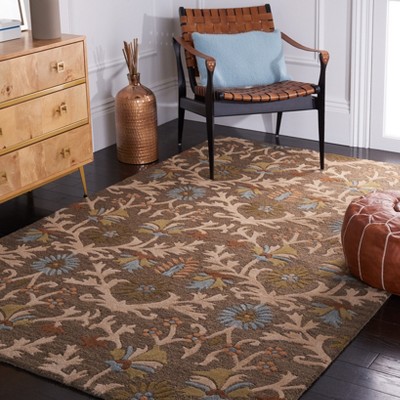 Handmade Blue Wool Tufted Floral Area Rug 5' x 8'