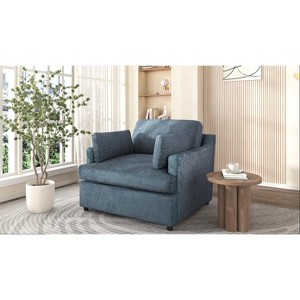 ACEPANO Oversized Accent Chair, Armchairs with Cushion For Living Room & Bedroom-Blue - 1 of 4