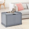 Costway Cat Litter Box  Wooden Enclosure Pet House Washroom Storage Bench Grey - 3 of 4