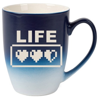 100 North Gaming 10 Ounce Navy Blue and White Two Toned Ombre, Comfortably Fits Your Hands, Ceramic Tea Coffee Cup Mug, Life