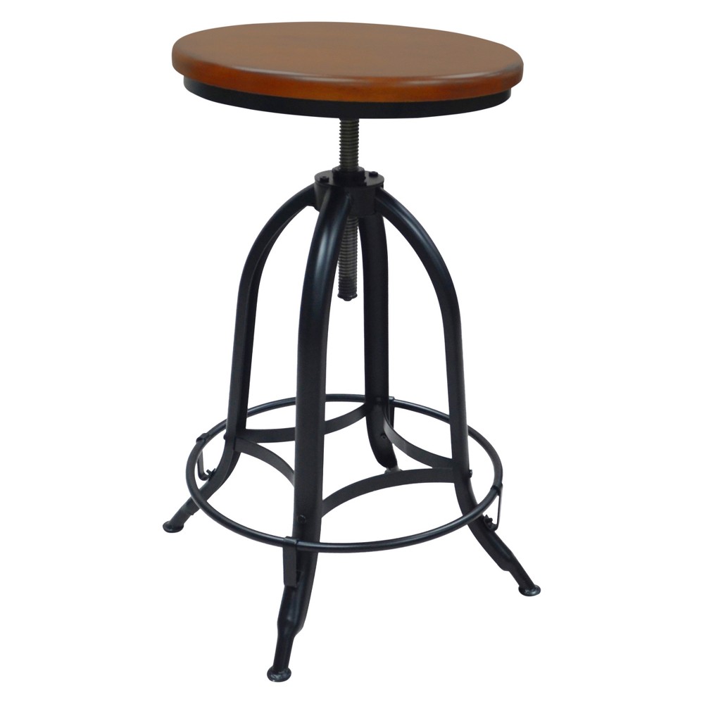 Photos - Chair Carolina Living Wren Adjustable Stool Chestnut/Black and Table: Round, Metal Frame, 300 lbs Capacity