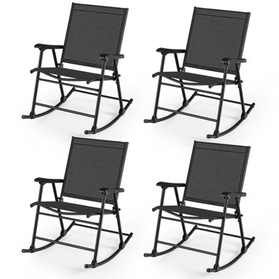 Tangkula 4pcs Patio Folding Rocking Chair Heavy-Duty Metal Frame Rockers Outdoor