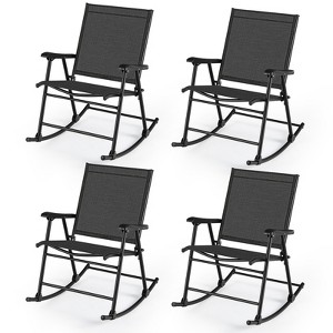 Tangkula 4pcs Patio Folding Rocking Chair Heavy-Duty Metal Frame Rockers Outdoor - 1 of 4