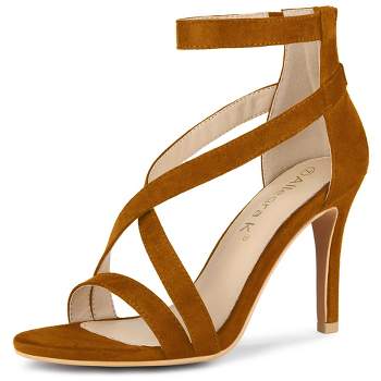 Allegra K Women's Zipper Ankle Strap Stiletto Sandals