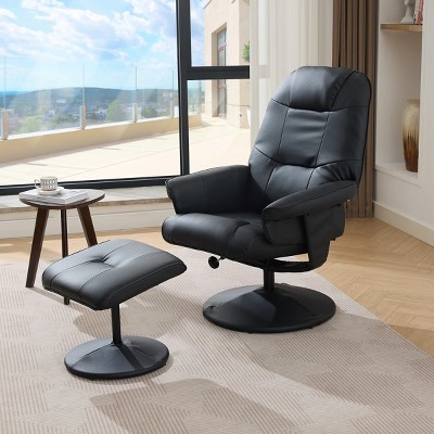 Swivel Recliner Chair with Ottoman,Accent Chair with 5 Point Vibration Massage Seat Heating Adjustable Backrest,Living Room,Office-Tanpinhasue