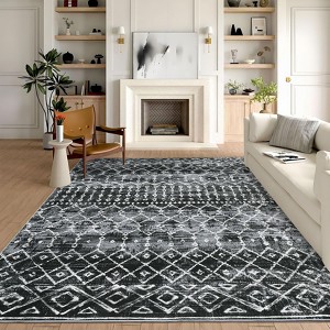 Modern Area Rugs Non-Slip Abstract Print Floor Mats, Non-Shedding Contemporary Accent Rugs, Soft Low Pile Indoor Carpet - 1 of 4