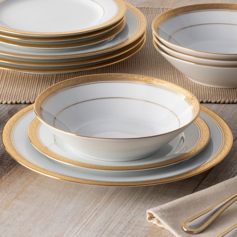 Noritake Crestwood Gold 50-Piece Dinner Set, Service for 8 plus Serving Pieces, 2 of 9