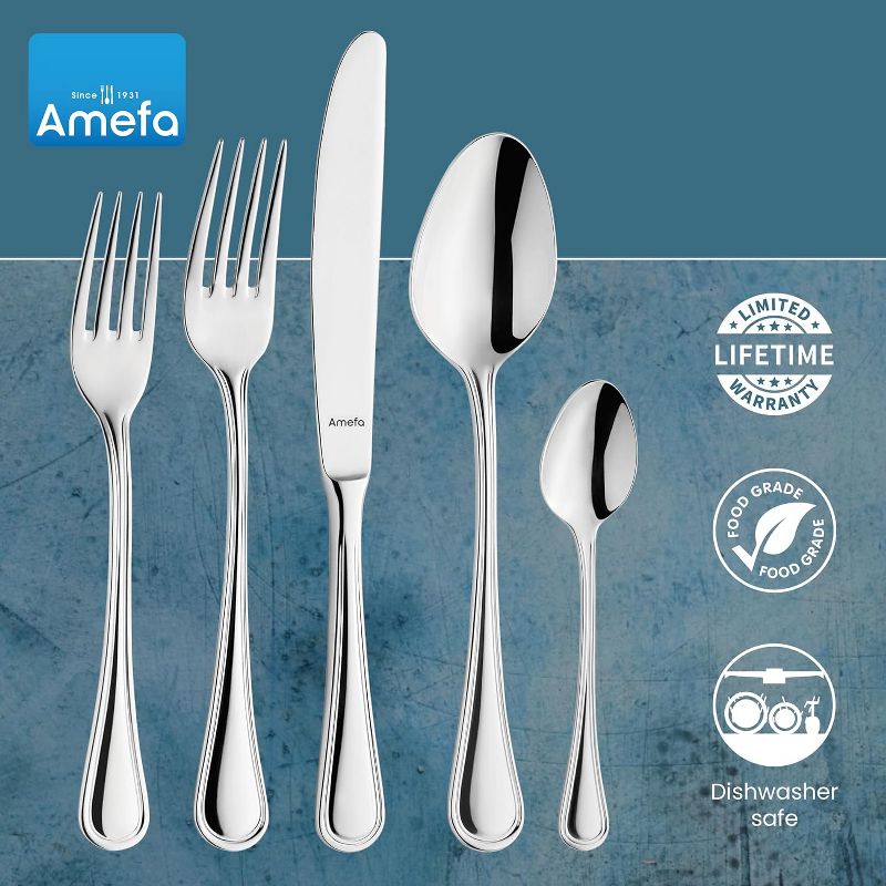 Amefa Haydn 20-Piece 18/10 Stainless Steel Flatware Set, High Gloss Mirror Finish, Silverware Set Service for 4, Rust Resistant Cutlery, 5 of 8