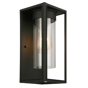 12" Walker Hill Outdoor Clear Glass Wall Light Matte Black - EGLO: Transitional Design, ETL Listed, Steel Body - 1 of 4