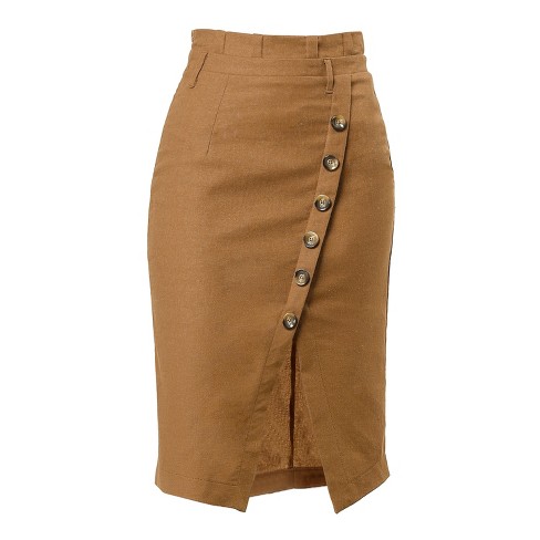 Womens button shop front pencil skirt