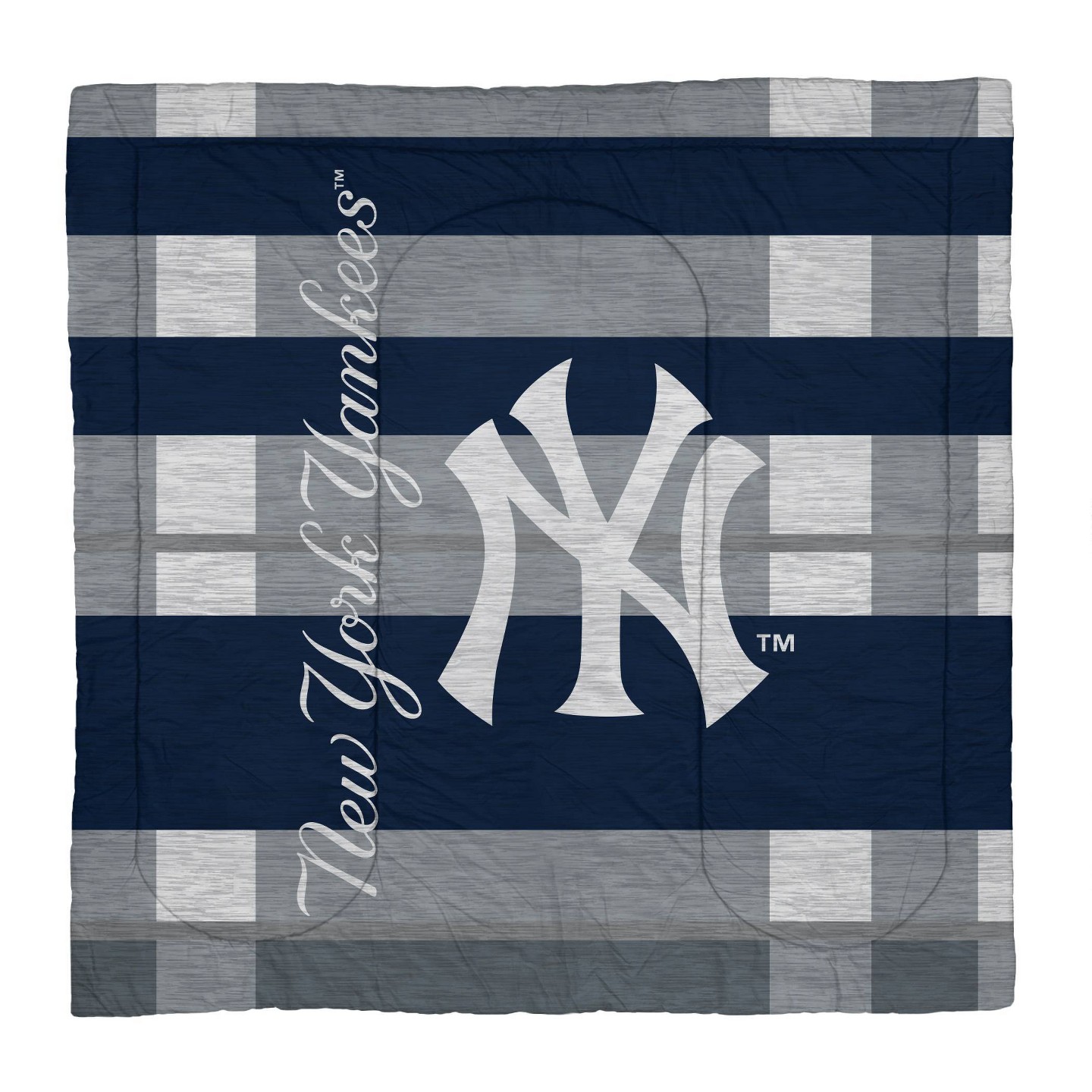 Постельное бельё MLB New York Yankees Heathered Stripe Queen Bedding Set in a Bag - 3pc, цвет: Полосатый — фото 2