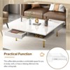 KTMBDW 2-Tier Coffee Table with 4 Golden Legs and 2 Small Drawers for Small Apartment Living Room, Square Wood High Gloss End Table - 3 of 4