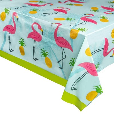 Juvale 3 Pack Tropical Summer Flamingo Luau Disposable Plastic Tablecloth Table Cover 54"x108" Party Supplies