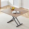 43" Multifunctional Lift Table with Wood Grain Top and Metal Legs for Coffee, Dining, Office, and Dressing Use - 2 of 4