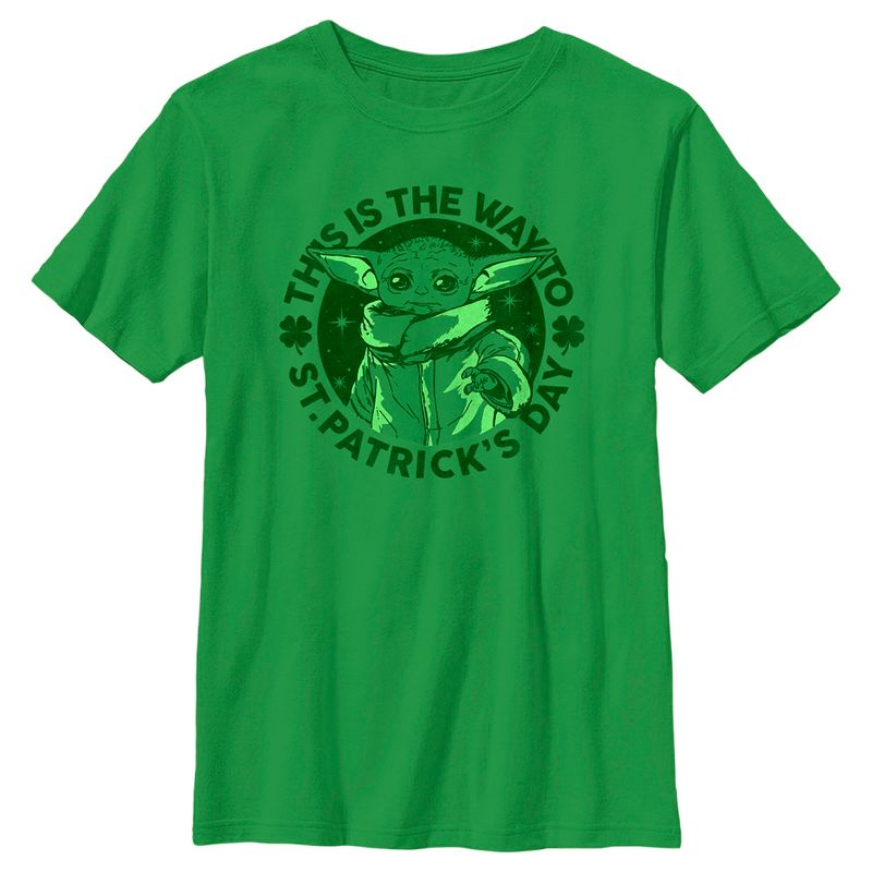 Boy's Star Wars: The Mandalorian St. Patrick's Day Grogu This is the Way T-Shirt, 1 of 5