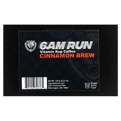 6AM Run Vitamin Kup Coffee, Cinnamon Brew, 12 Single Serve  Cups, 4.23 oz (120 g)
