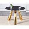 FONTOI 42"Round End Table with Metal Legs, Side Table with Marble Top for Living Room Bedroom Office, Black&Gold, 42"*29.5"*42" - 2 of 4