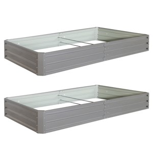 2pcs Raised Garden Bed Kit, Heavy-Duty Metal Planter Boxes with Oval Design, Outdoor Planting Solution for Vegetables - Coolbibila - 1 of 4