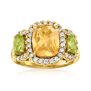 Ross-Simons 2.90 Carat Citrine Ring With 1.20 ct. t.w. Peridots and .80 ct. t.w. White Zircon in 18kt Gold Over Sterling Size 5 - 1 of 4