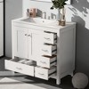 36" Bathroom Vanity with Ceramic Sink, Solid Wood Frame, 2 Soft Close Doors, 5 Storage Drawers, Freestanding Cabinet Combo - 3 of 4