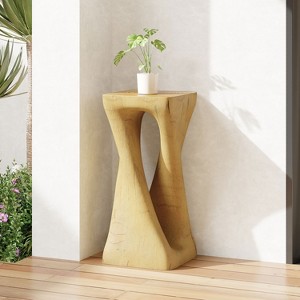 MAYEERTY 1 Pack Twist Shape Side Table, Artistic Wood-Grain End Table for Indoor Outdoor Living Room, Patio - 1 of 4