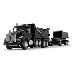 First Gear DCP 1/64 Black Kenworth T880 Rogue Dump w/ Rogue Transfer Dump Trailer 60-1276 - 1 of 4