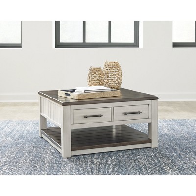 Square Brown and Gray Wood Lift-Top Coffee Table with Storage