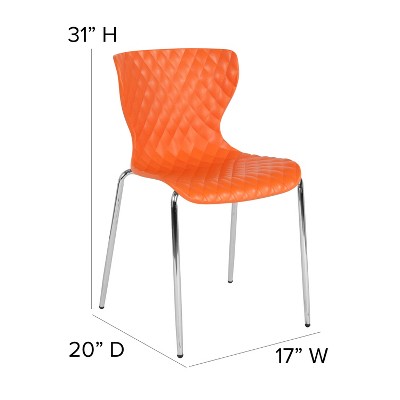 Lowell Orange Metal Stacking Dining Chair