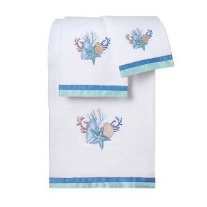 Collections Etc Nautical Seashell Bath Towel Set - 1 of 2