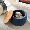 FURNIinspire Ottomans and Benches Round Chenille Storage Ottoman Set with Drum Stool Design for Contemporary Living, Blue, 25.61"*25.67"*16.56" - 2 of 4