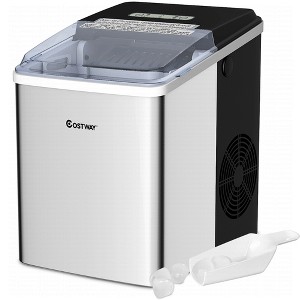 Costway Stainless Steel Ice Maker Countertop 26Lbs/24H Self-Clean Function W/Scoop New - 1 of 4