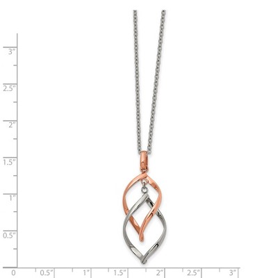 Chisel Stainless Steel Rose IP-plated Twisted Pendant on a Necklace 16" Cable Chain Necklace with a 2" Ext.
