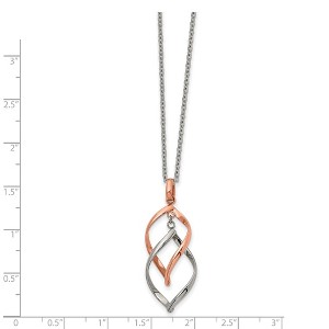 Chisel Stainless Steel Rose IP-plated Twisted Pendant on a Necklace 16" Cable Chain Necklace with a 2" Ext. - 1 of 2