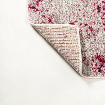 Maroon and Gray Abstract 4' x 6' Synthetic Area Rug