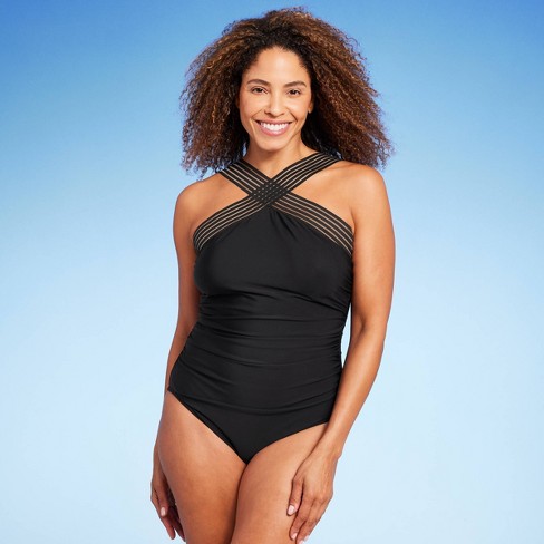 Lands' End Women's Upf 50 Full Coverage Tummy Control One Shoulder One  Piece Swimsuit : Target